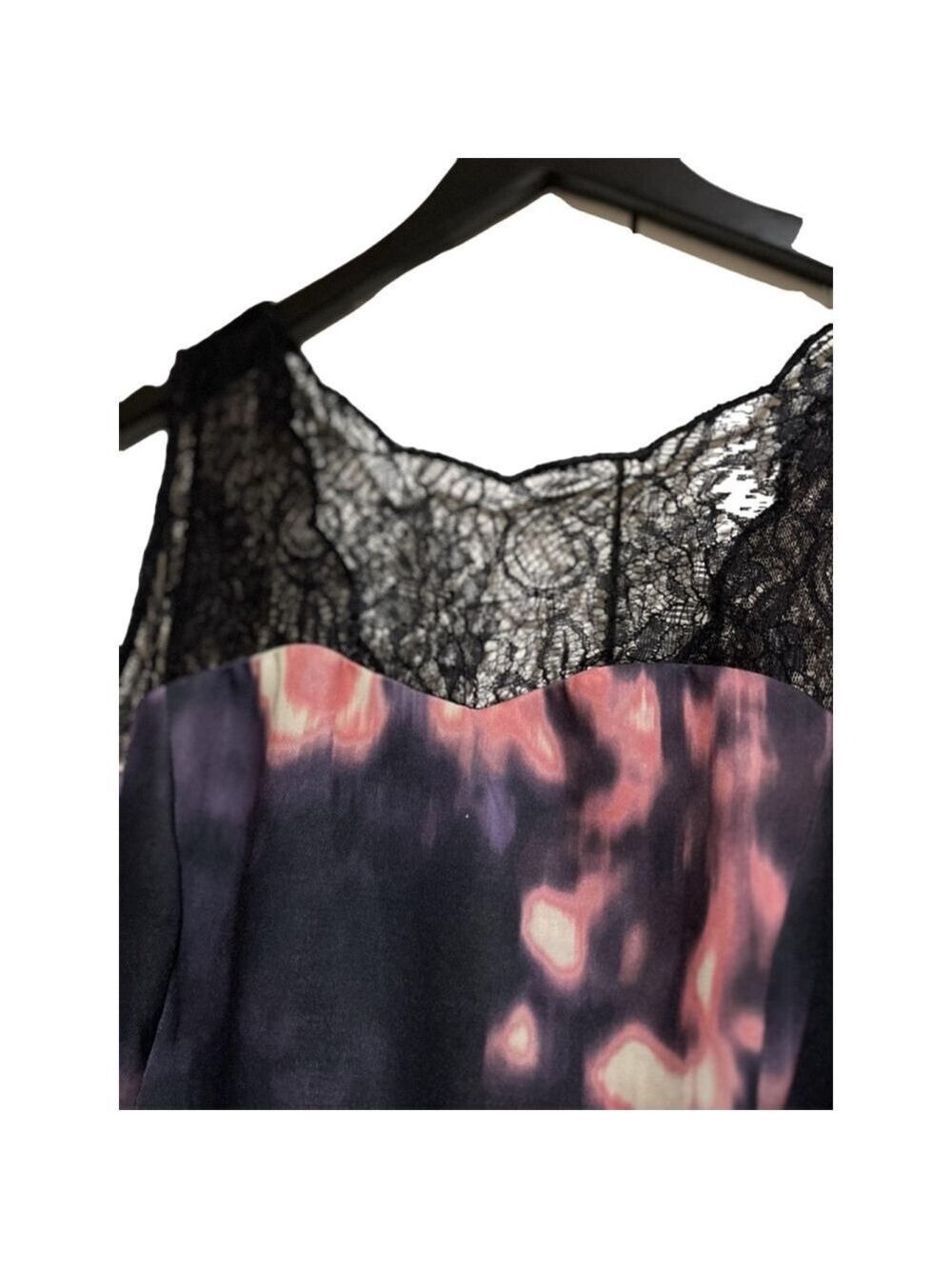 Women's Adrianna Papell Dress Size 16 Black Pink Floral Lace - Picture 4 of 8
